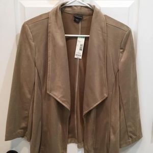 NWT Suede Like Fly Away 3/4 Length Tan Cardigan